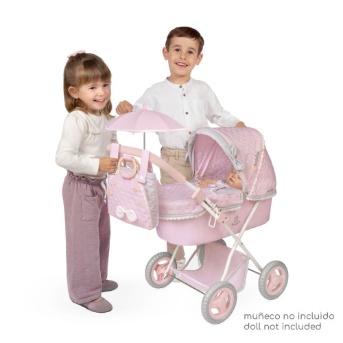 Skládací kočárek pro panenky se slunečníkem a taškou Sophie 60 cm DeCuevas