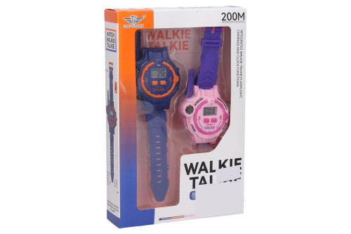 Hodinky a vysílačka walkie-talkie set fialové 2 ks