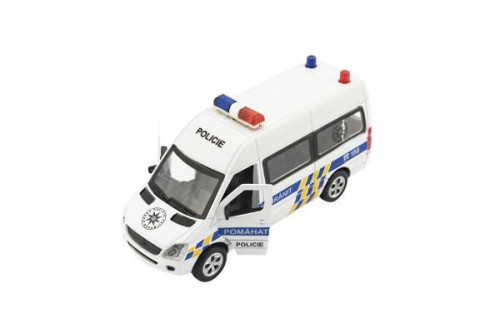 Auto policie kov/plast 15cm na baterie se světlem se zvukem na zpětné natažení