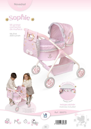 Můj první kočárek pro panenky s taškou Sophie 56 cm DeCuevas