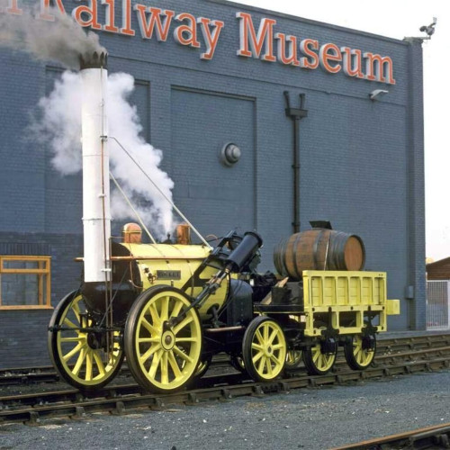 Replika historické lokomotivy Rocket + 2 koleje Bigjigs Rail
