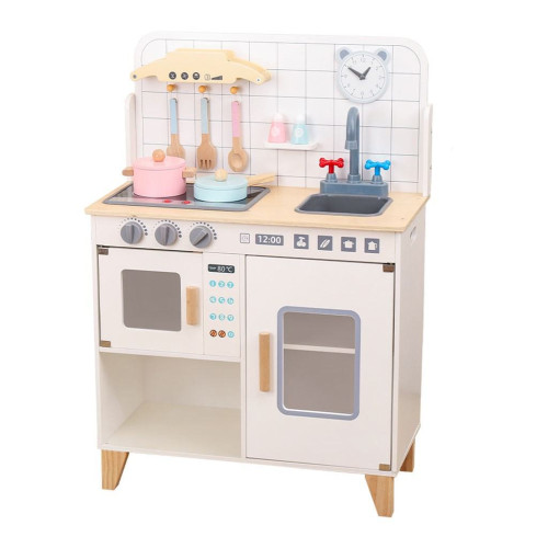Dětská dřevěná kuchyňka s vybavením Montessori bílá Baby Mix