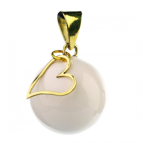 Těhotenská rolnička Essentials White with heart charm