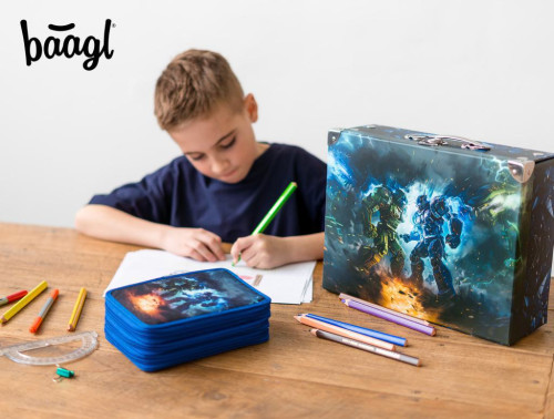 Školní penál třípatrový Roboti Baagl