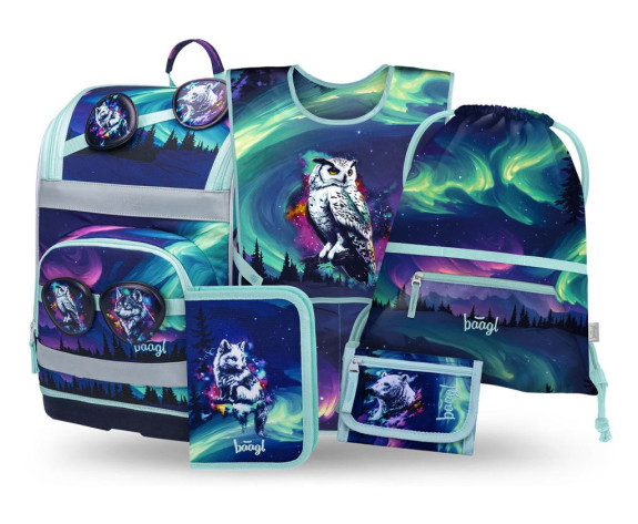 Set 5 Zippy Plus Aurora: aktovka, penál, sáček, zástěra, peněženka GRS Baagl