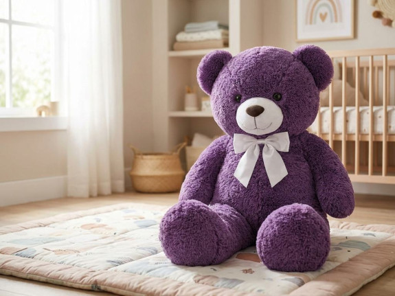 Medvěd plyšový 120 cm s mašlí fialový 0 m+ Teddy Greetings
