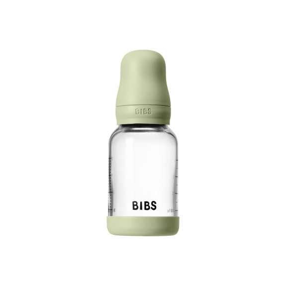 Antikoliková skleněná láhev s kaučukovým dudlíkem 120 ml Bibs