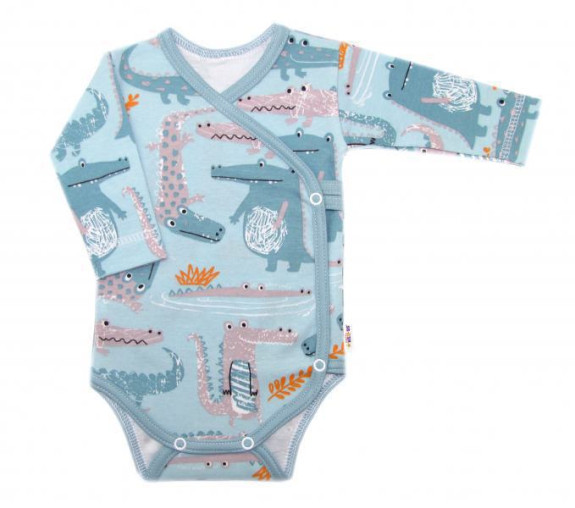 Baby Nellys 2-dílná sada, body dl.rukáv zap. bokem + polodupačky Krokodýl Eda