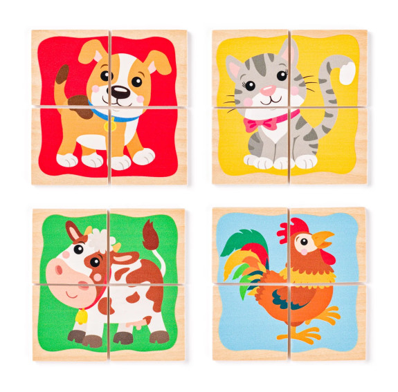 Minipuzzle Zvířátka v dřevěné krabičce
