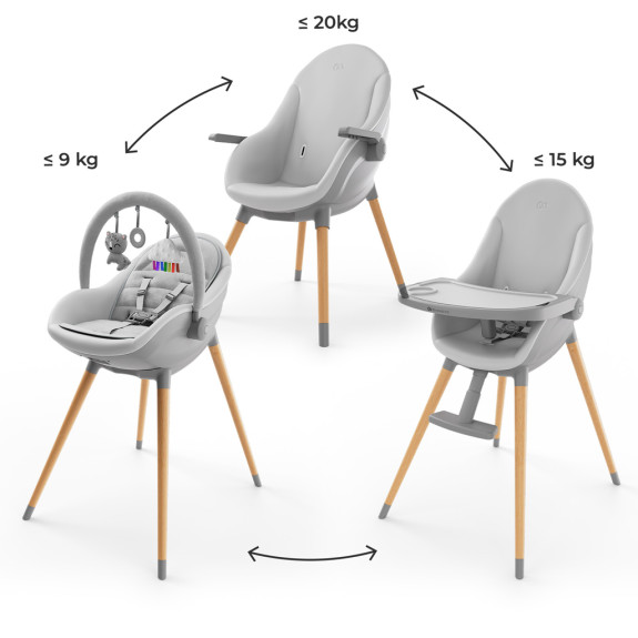 Jídelní židlička a lehátko Fini Up 2 v 1 Grey Kinderkraft