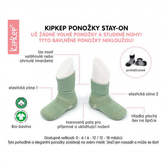 Dětské ponožky Stay-on-Socks Antislip vel. 18-24 m Calming Green 1 pár