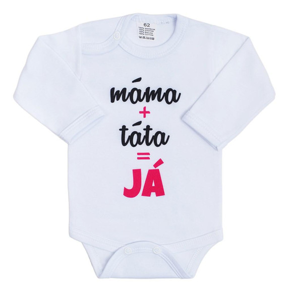 Body s potiskem New Baby máma plus táta rovná se JÁ - červená