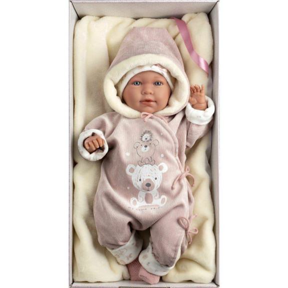 New born realistická panenka miminko se zvuky a měkkým látkovým tělem - 42 cm Llorens