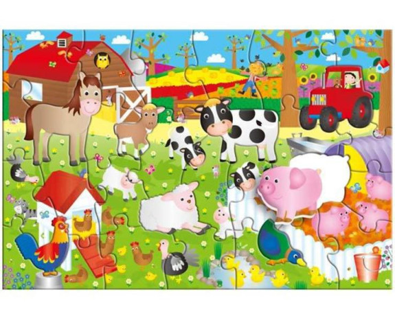 Velké podlahové puzzle – na farmě