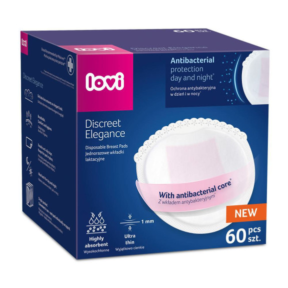 Vložky do podprsenky antibakteriální Discreet Elegance 60 ks bílé Lovi