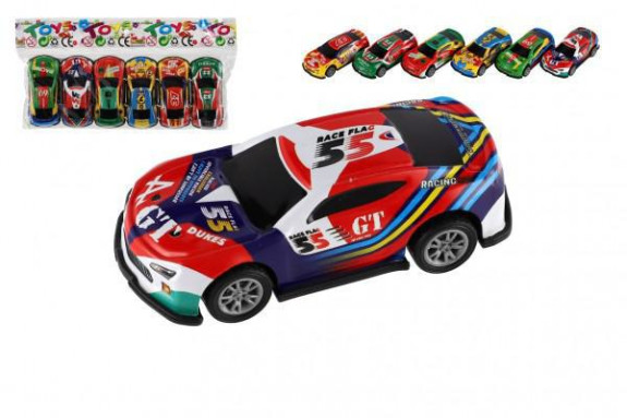 Auto závodní 6 ks kov/plast 7 cm na zpětné natažení
