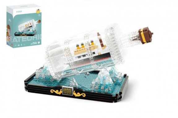 Stavebnice mini Titanic v láhvi 918 ks Koco