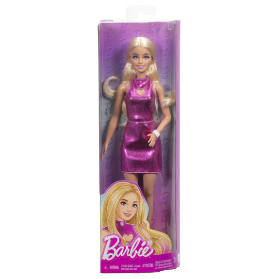 Barbie modelka - lesklé šaty se srdíčkem