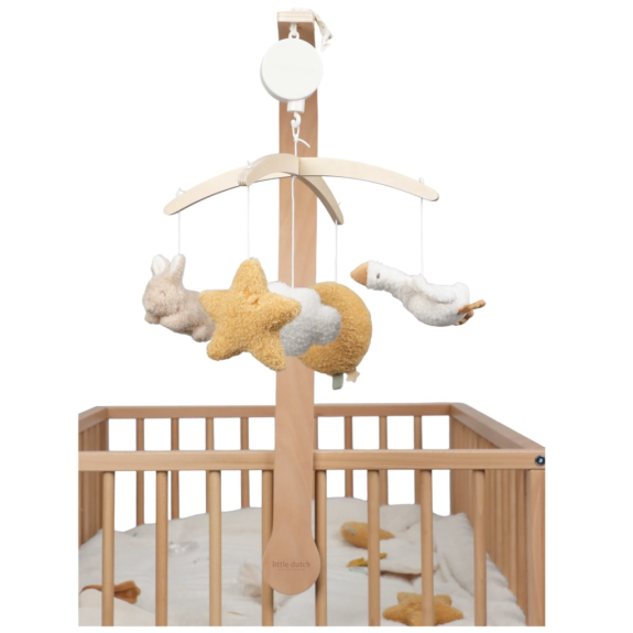 Hudební kolotoč dřevěný Newborn Naturals Little Dutch