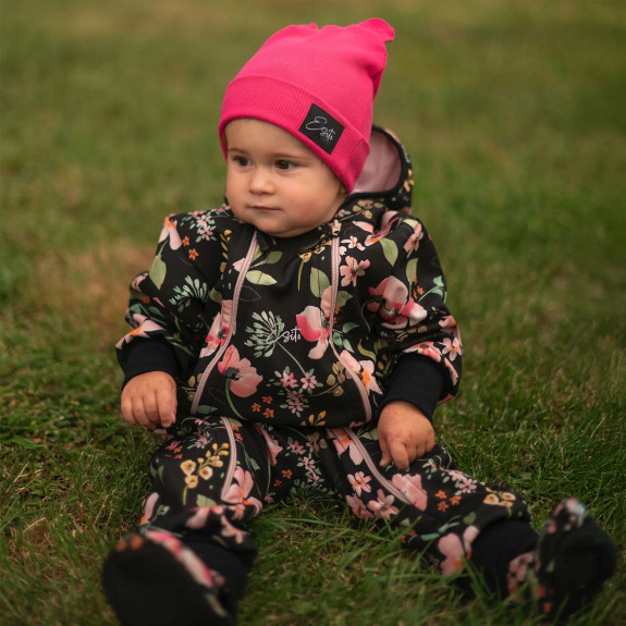 Zimní žebrovaná čepice s oušky Color HOT pink Esito růžová