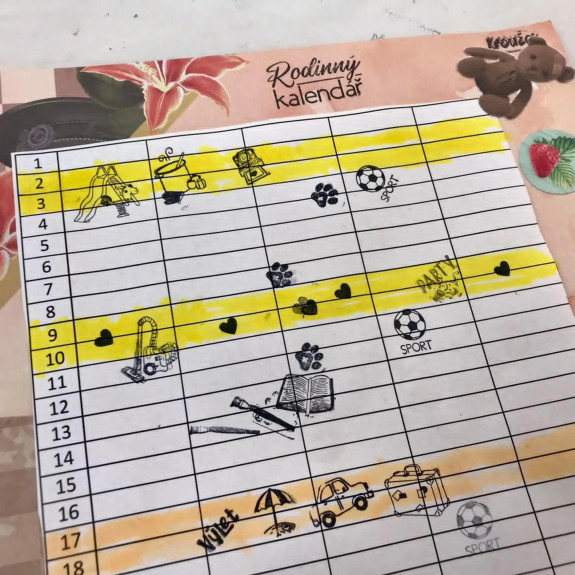 Diářová razítka Stampo Bullet Journal 67 ks - Rodinný kalendář Aladine