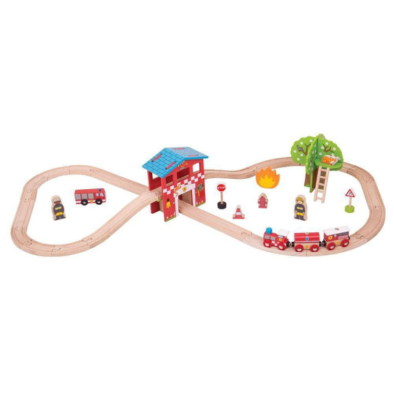 Dřevěná vláčkodráha hasičská stanice Bigjigs Rail