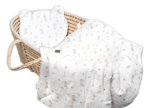 Mušelínová sada bílá Goose Teddy 30 x 35 cm, 70 x 100 cm 2D Husičky Baby Nellys