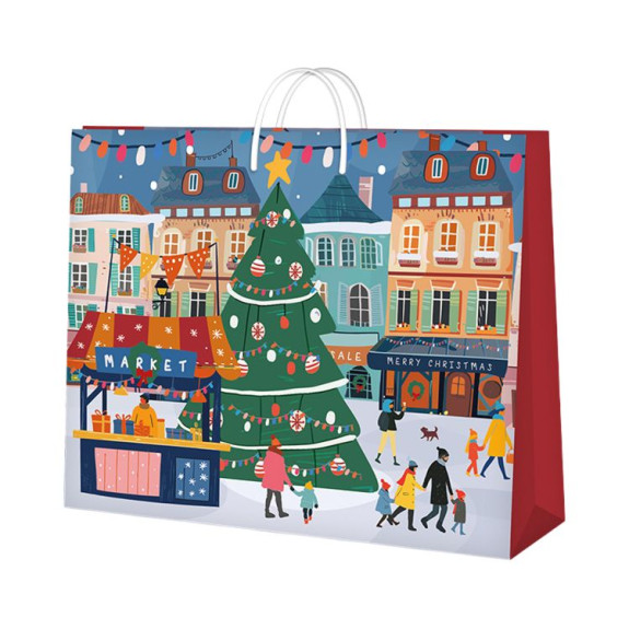 Dárková taška horizontální maxi 45,7 × 15 × 33 cm - Vánoční trhy