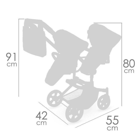 Skládací kočárek pro dvojčata panenky s batůžkem City X - 91 cm DeCuevas
