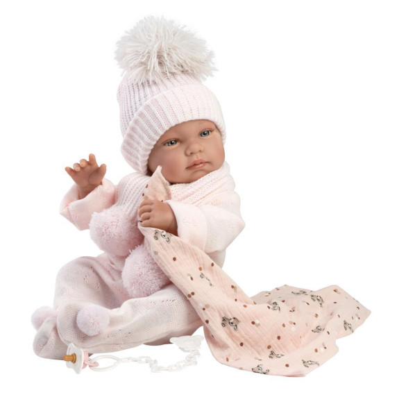 New Born holčička Llorens 84338 - realistická panenka s celovinylovým tělem 43 cm