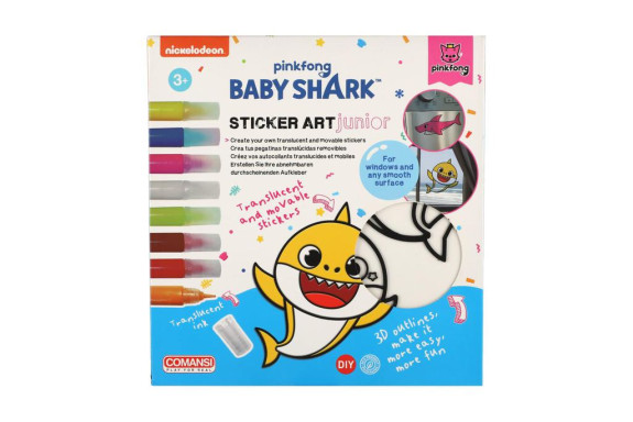 Okenní samolepky a omalovánky Baby Shark s barvami
