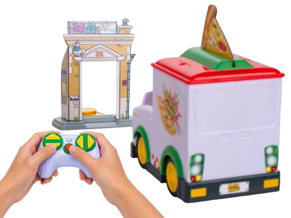 Pizza Panic! R/C dodávka vystřelující pizzu 13cm 2,4GHz plná funkce se zvukem
