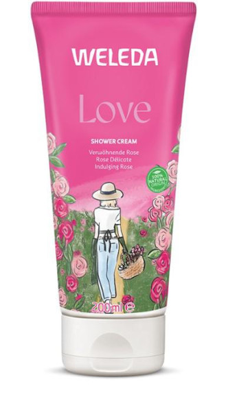 Love Růžový sprchový krém 200 ml Weleda