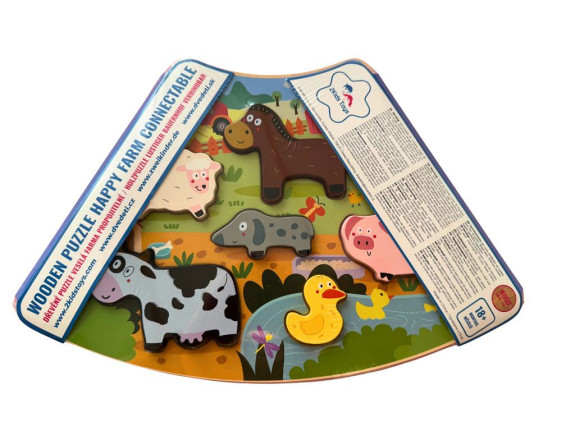 Dřevěné puzzle Veselá farma propojitelné 2Kids Toys