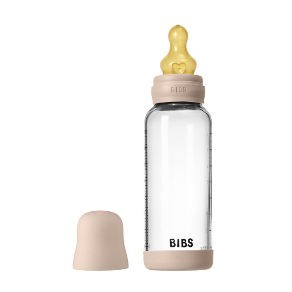 Antikoliková skleněná láhev s kaučukovým dudlíkem 240 ml Bibs