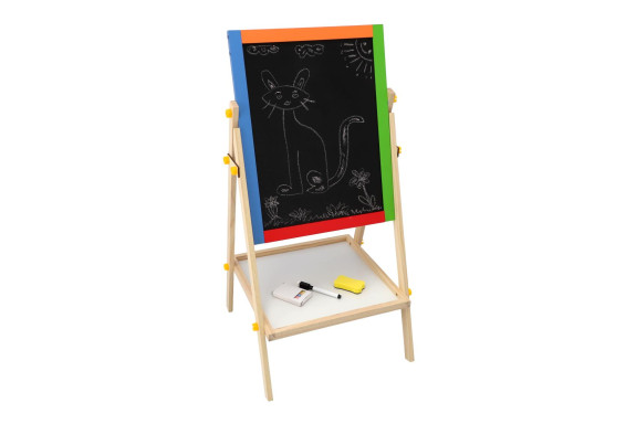 Tabule oboustranná magnetická dřevo černá/bílá 35 x 43 cm s doplňky