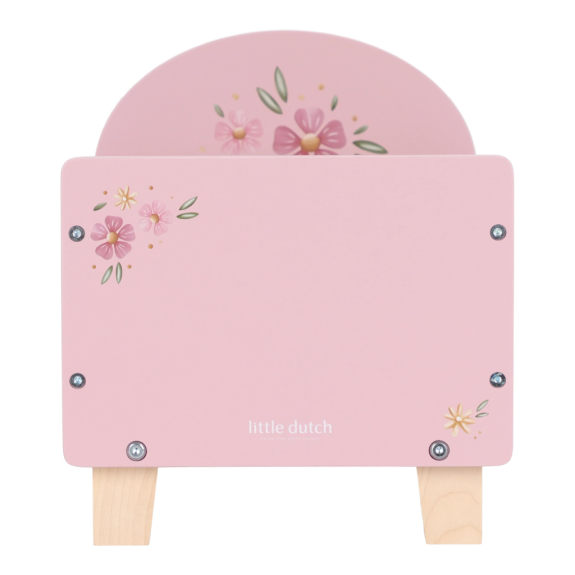 Postýlka pro panenky dřevěná s peřinkou Pink Little Dutch