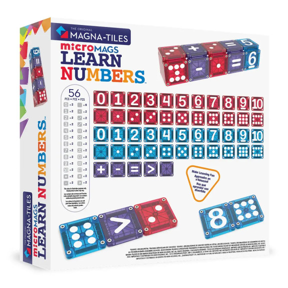 Magnetická stavebnice microMAGS Learn Numbers 56 dílů Magna-Tiles