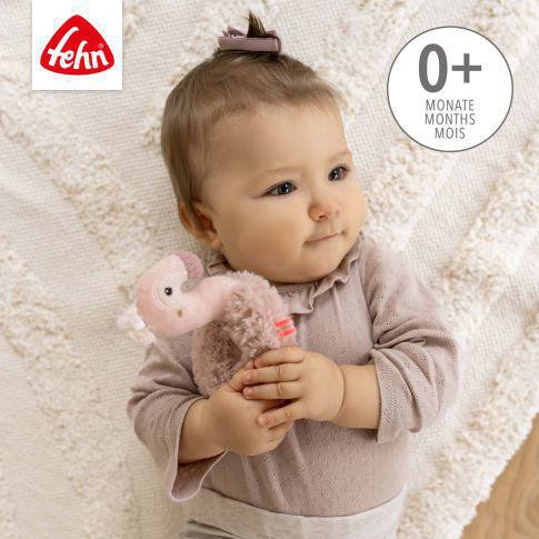 Měkký kroužek plameňák, Pink Baby Fehn