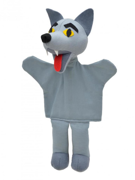 Maňásek Vlk oblečený 30 cm 2v1