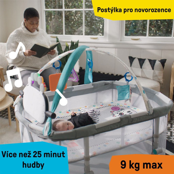 Postýlka s ohrádkou na hraní a klavírem 3 v 1 Kick & Snooze™ 0 m+ Baby Einstein