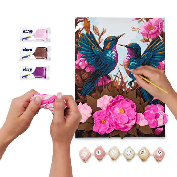 Malba a 3D modelování obraz "Hummingbirds in Love" 30 x 40 cm Okto
