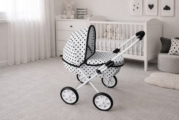 Dětský kočárek pro panenky New Baby Anička dots