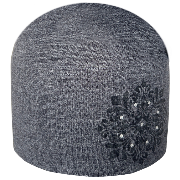 Podzimní čepice Mandala s kamínky Šedá