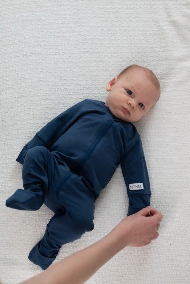 Dětský rostoucí overal Velryba Navy Blue Moniel