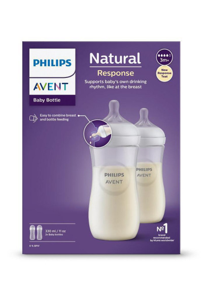 Láhev Philips Avent Natural Response 330 ml, 3m+, 2 ks