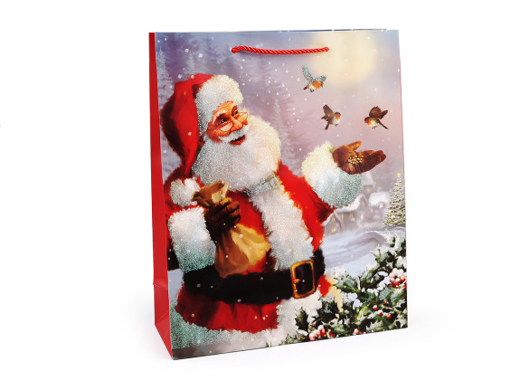 Vánoční dárková taška s glitry 32 x 26 x 10 cm Santa 8
