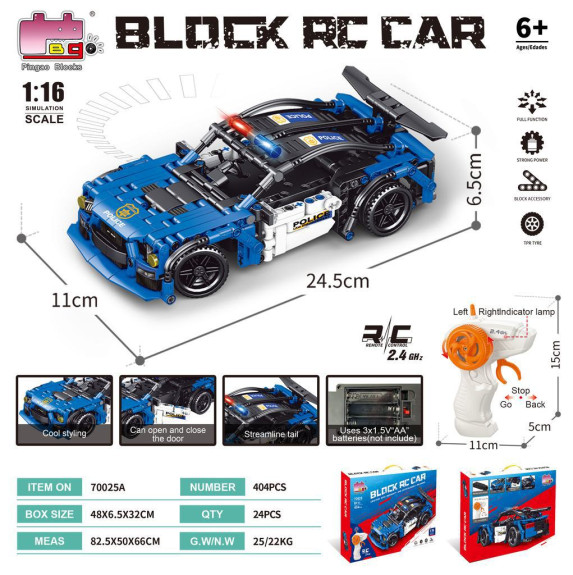 Stavebnice Auto policejní RC na dálkové ovládání 24,5 cm