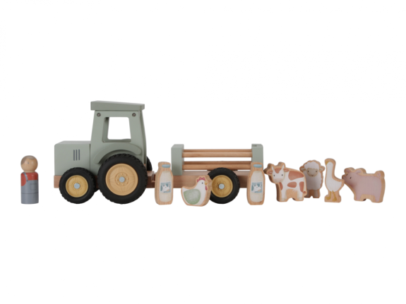 Traktor s přívěsem dřevěný Farma Little Dutch