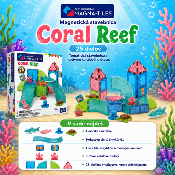 Magnetická stavebnice Coral Reef 25 dílků Magna-Tiles